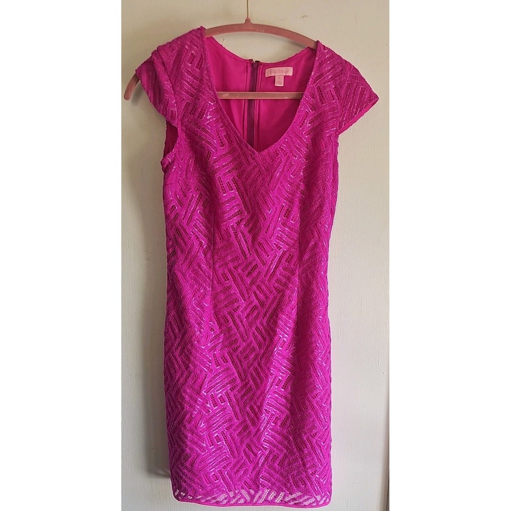 Lilly Pulitzer Dress Women's Size 2 Pink Silver Selassie Metallic Lace Barbie